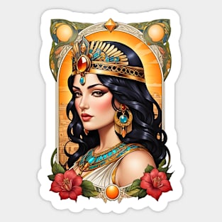 Cleopatra Queen of Egypt retro vintage floral design Sticker